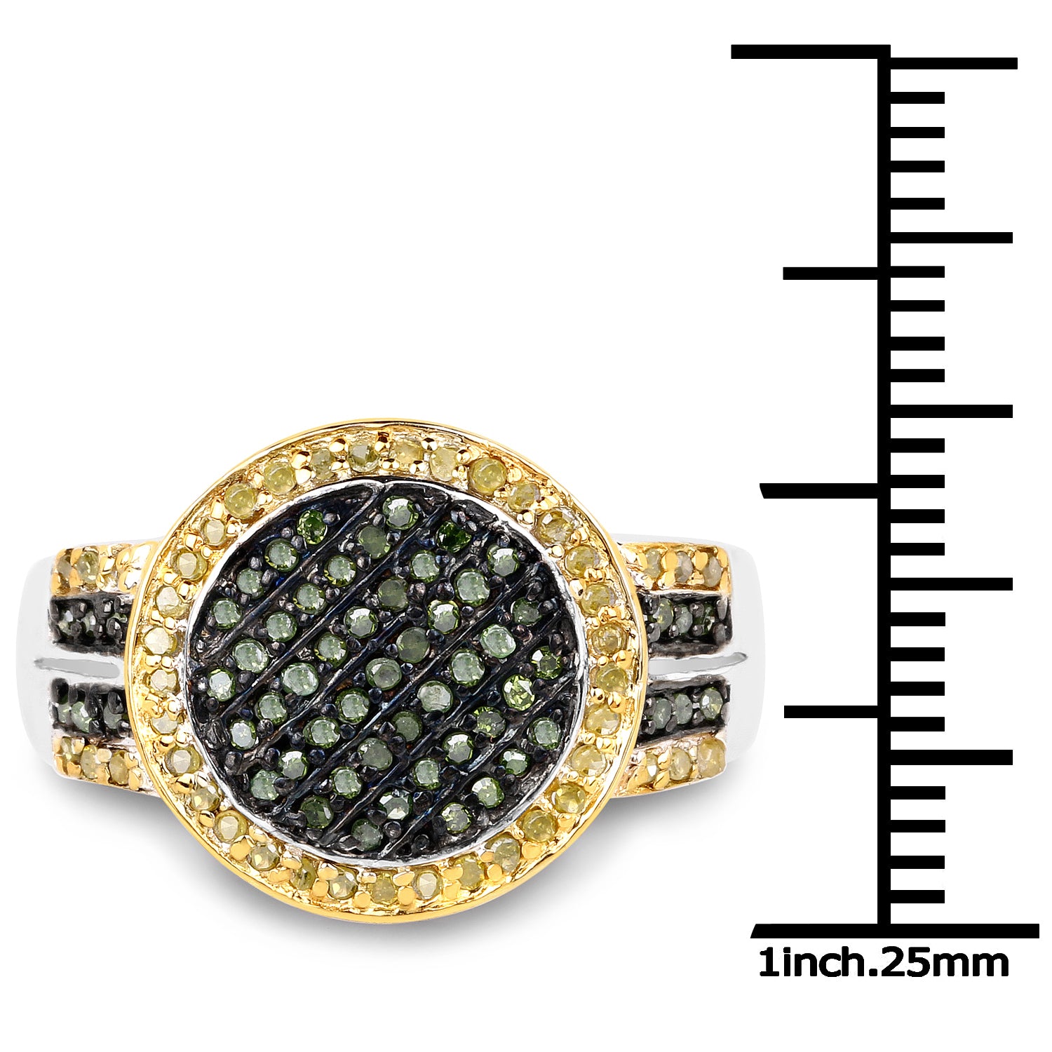 Genuine Green Diamond and Yellow Diamond .925 Sterling, 0.44 Carat