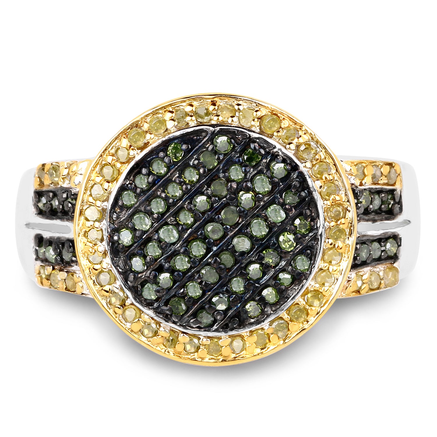 Genuine Green Diamond and Yellow Diamond .925 Sterling, 0.44 Carat