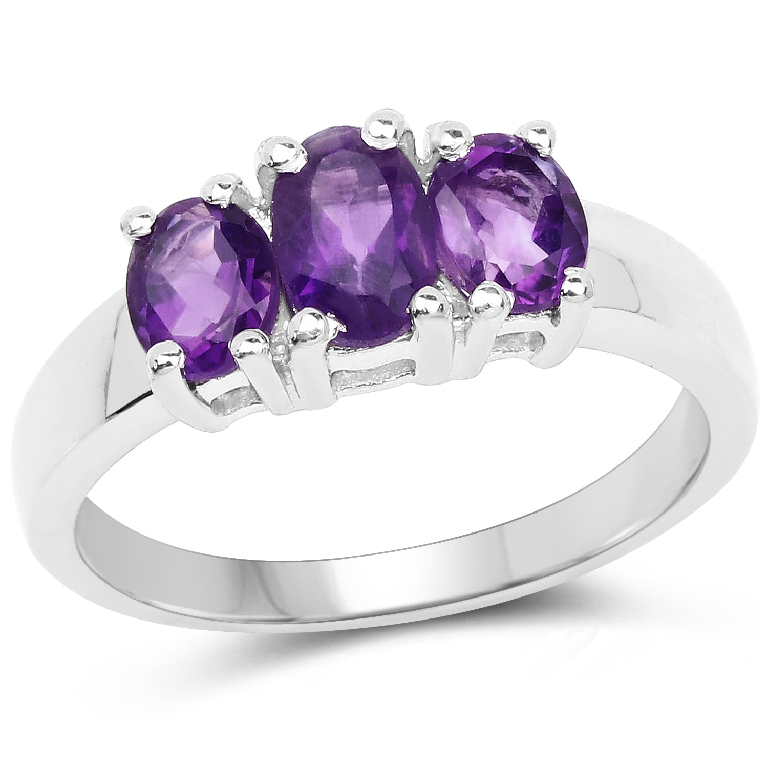 1.11 Carat Genuine Amethyst .925 Sterling Silver Ring