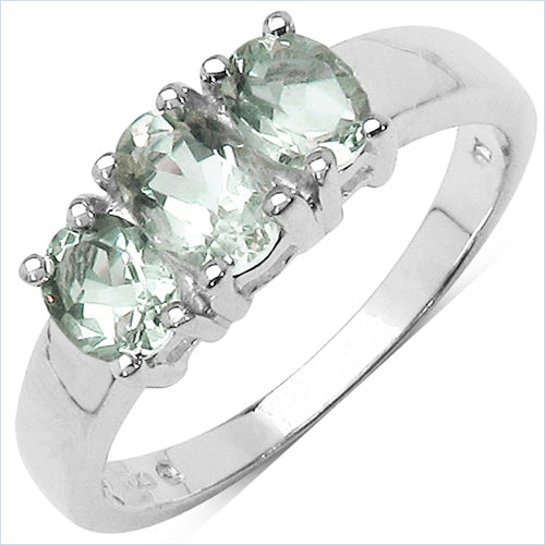 1.15 Carat Genuine Green Amethyst .925 Sterling Silver Ring