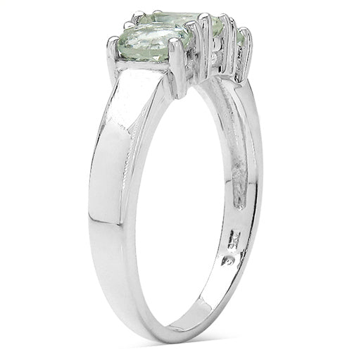 1.15 Carat Genuine Green Amethyst .925 Sterling Silver Ring