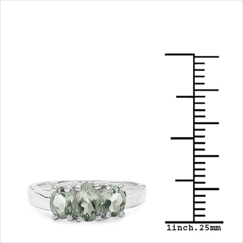 1.15 Carat Genuine Green Amethyst .925 Sterling Silver Ring