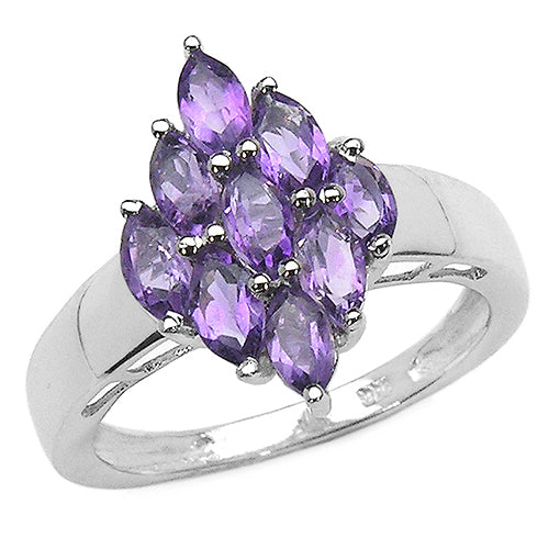 1.35 Carat Genuine Amethyst .925 Sterling Silver Ring