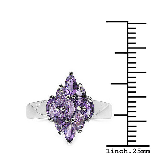 1.35 Carat Genuine Amethyst .925 Sterling Silver Ring