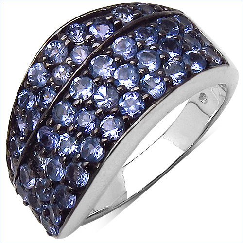 1.68 Carat Genuine Tanzanite .925 Sterling Silver Ring