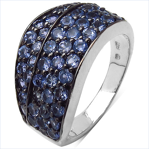 1.68 Carat Genuine Tanzanite .925 Sterling Silver Ring