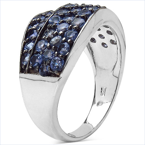 1.68 Carat Genuine Tanzanite .925 Sterling Silver Ring