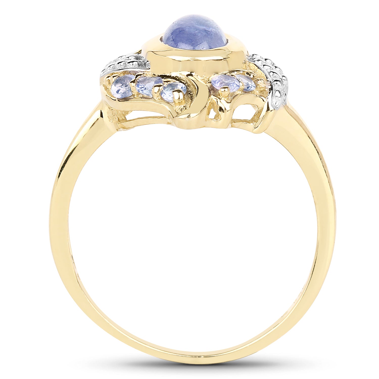 14K Yellow Gold Plated 1.59 Carat Genuine Tanzanite .925 Sterling