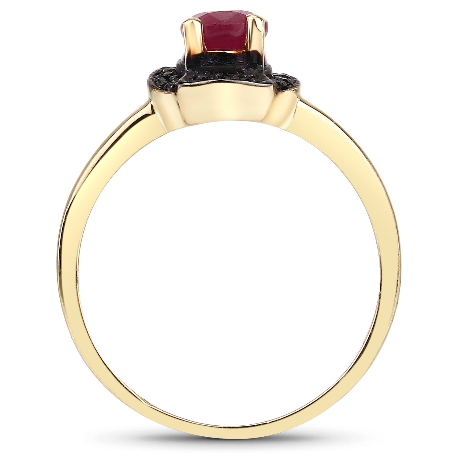 0.94 Carat Glass Filled Ruby and Black Spinel .925 Sterling Silver