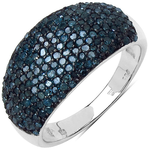 0.99 Carat Genuine Blue Diamond Sterling Silver Ring