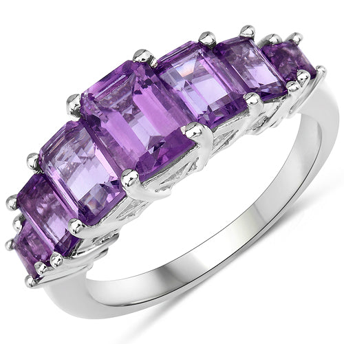 2.75 Carat Genuine Amethyst .925 Sterling Silver Ring