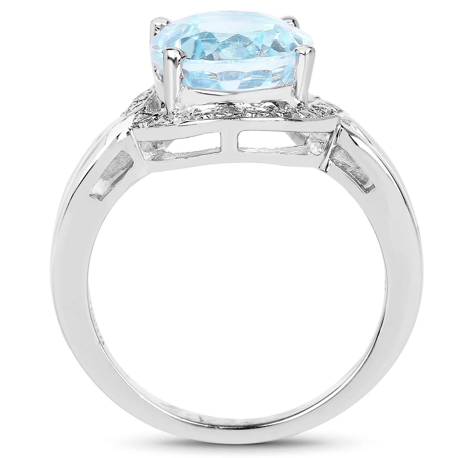 5.17 Carat Genuine Blue Topaz and White Diamond .925 Sterling Silver