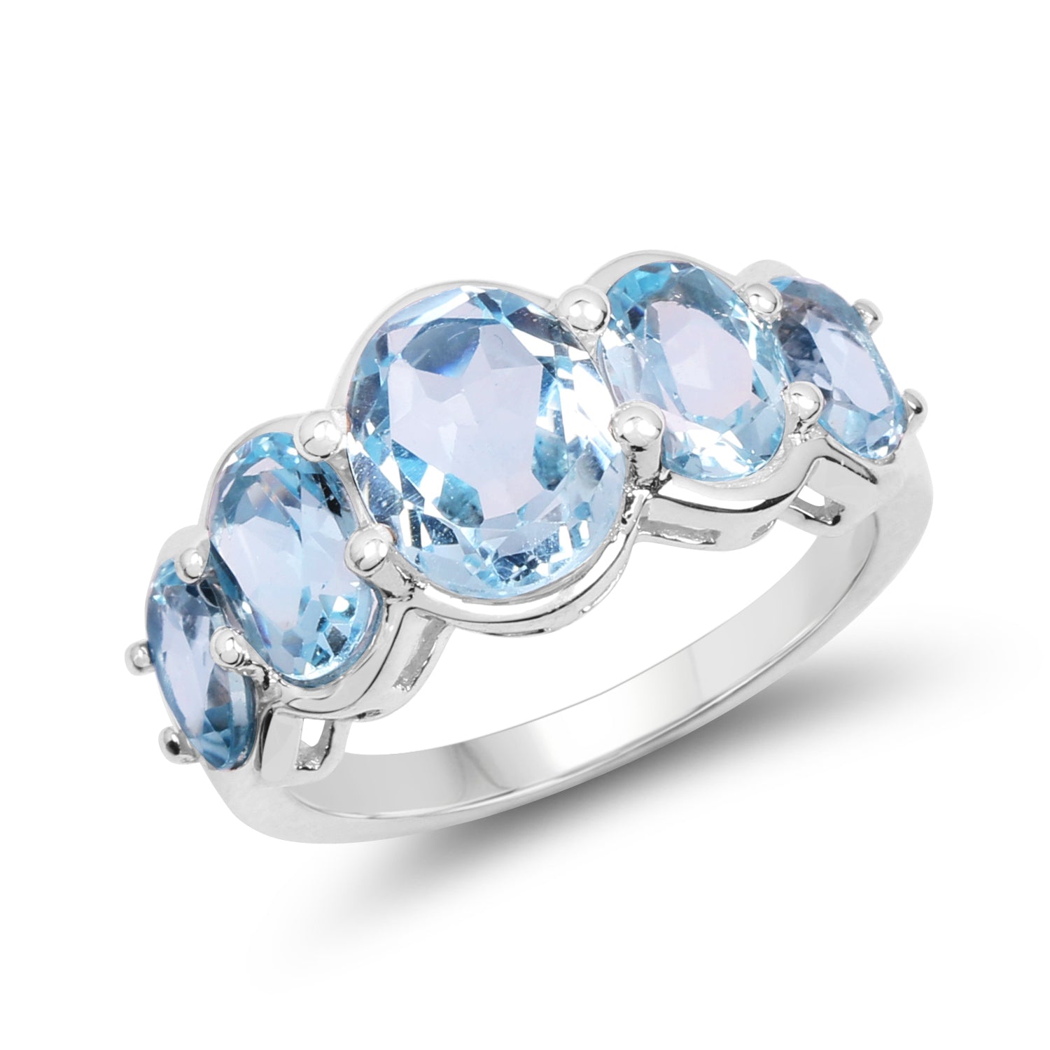 5.42 Carat Genuine Blue Topaz .925 Sterling Silver Ring