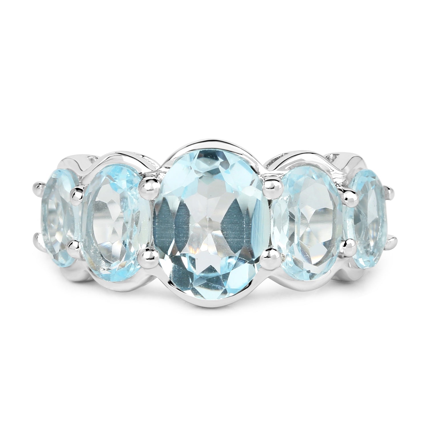 5.42 Carat Genuine Blue Topaz .925 Sterling Silver Ring