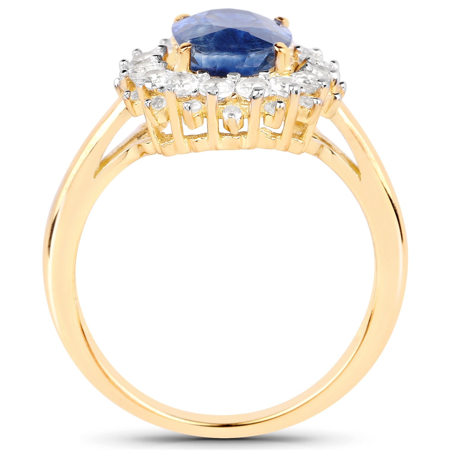 14K Yellow Gold Plated 2.94 Carat Genuine Kyanite and White Topaz .925