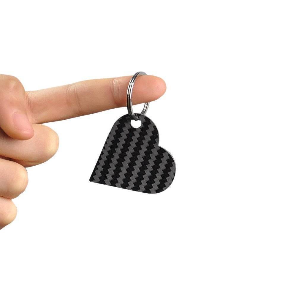 Real Carbon Fiber Heart Shaped Keychain