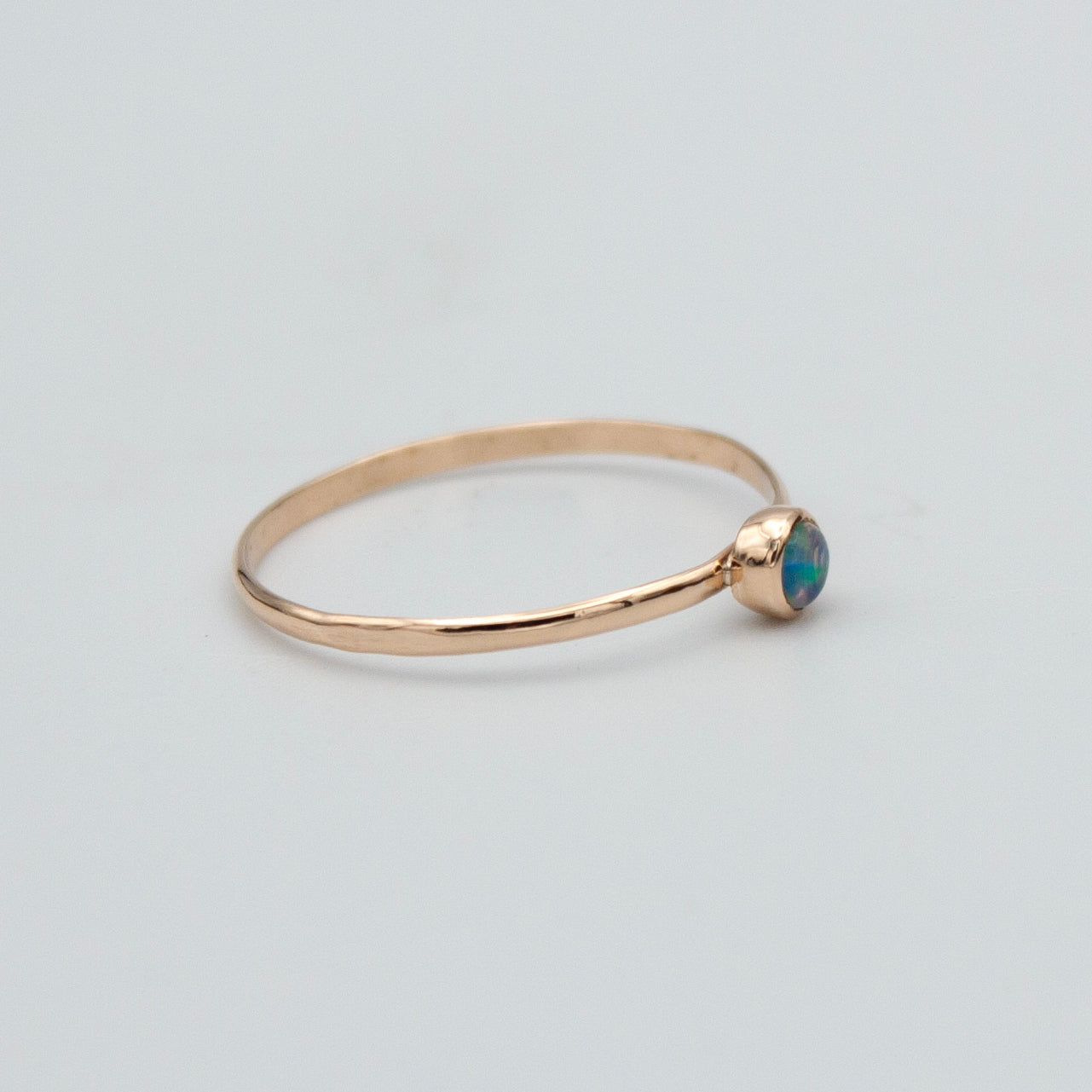 Dainty Ethiopian Opal Bezel 14k Gold Filled Ring