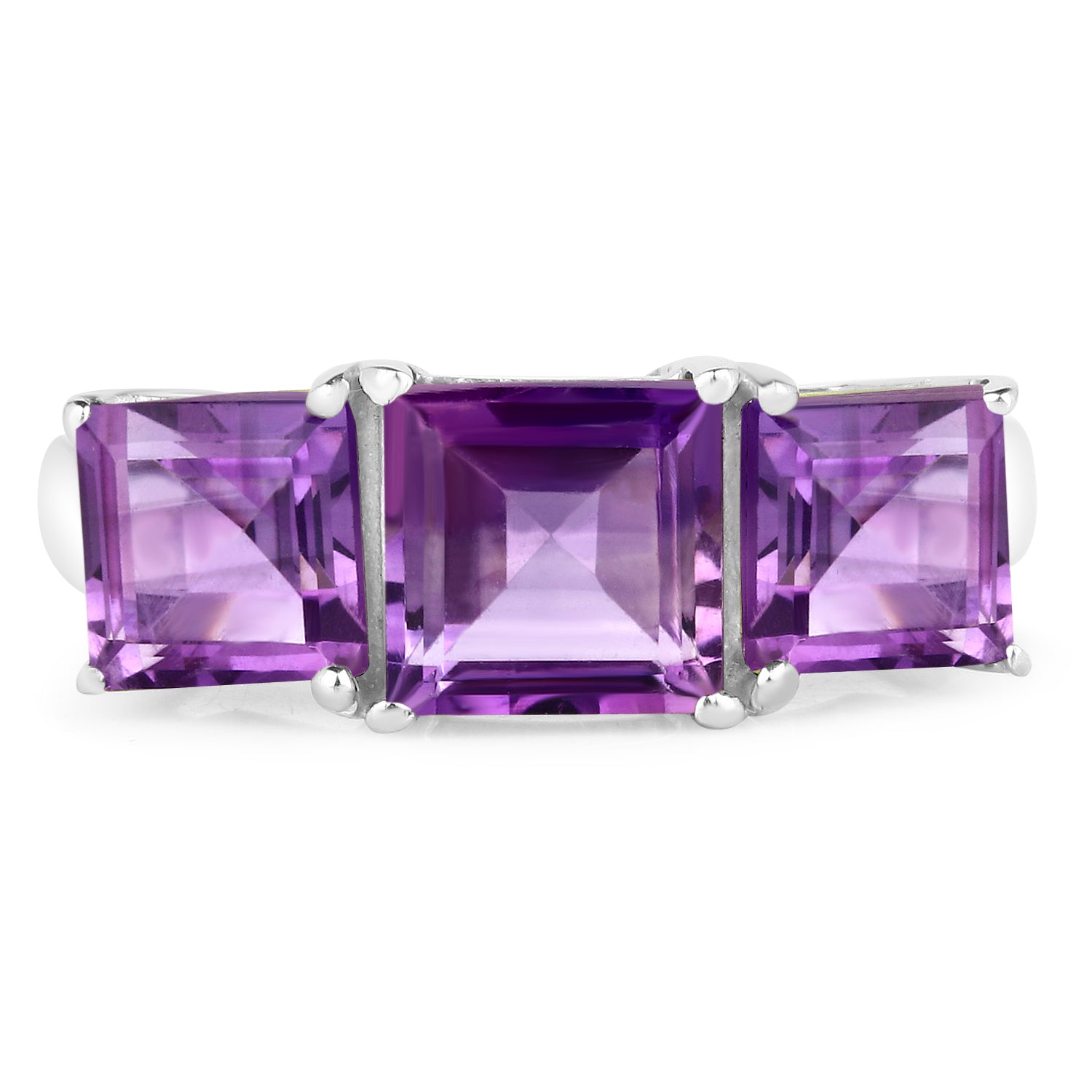 4.37 Carat Genuine Amethyst .925 Sterling Silver Ring