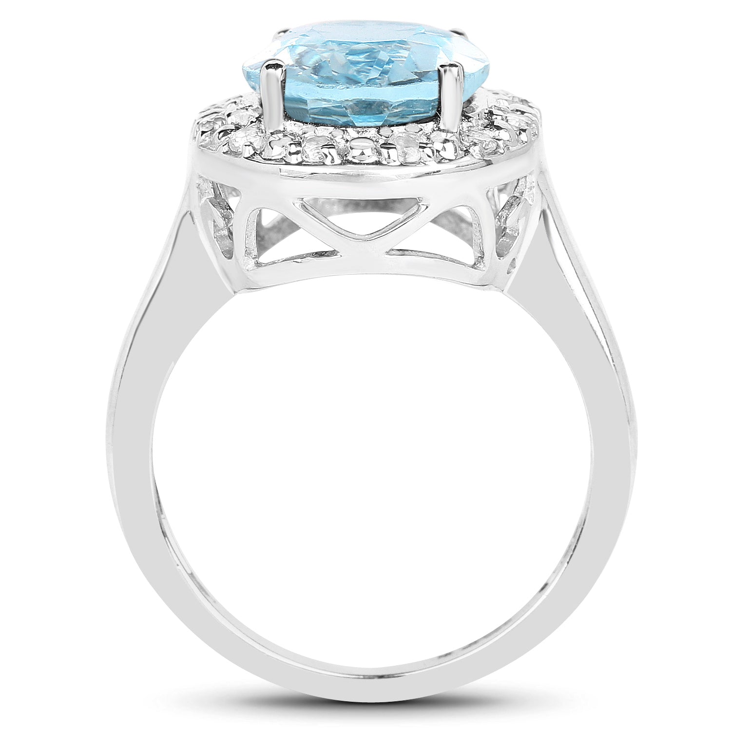 6.11 Carat Genuine Blue Topaz and White Topaz .925 Sterling Silver