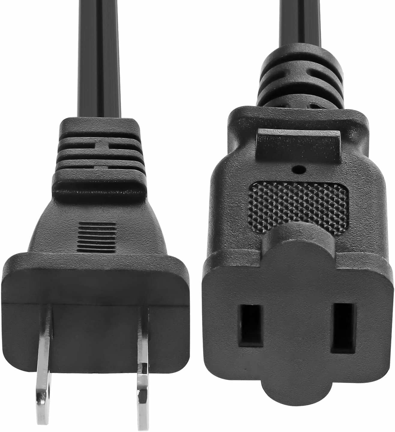 2-Prong Male-Female Extension Power Cord Cable, Outlet Extension Cable