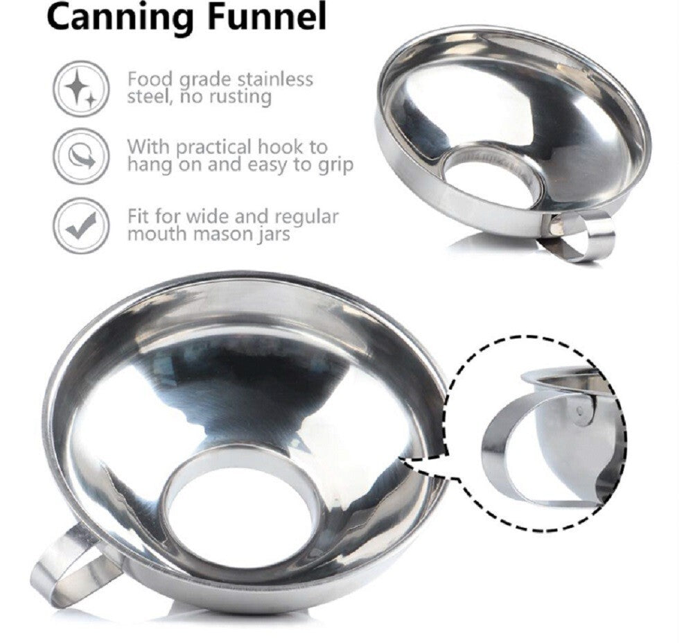 2-Piece Stainless Steel Canning Funnel Set for Mason Jars – Wide Mouth Funnel