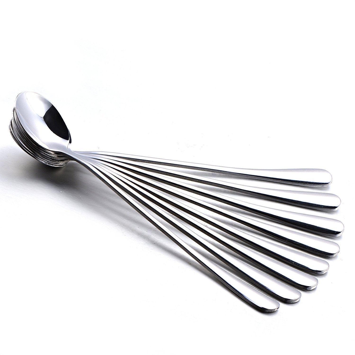 6 Pcs 7.5" Stainless Steel Mixing Spoons – Iced Tea & Ice Cream Long Handle Set