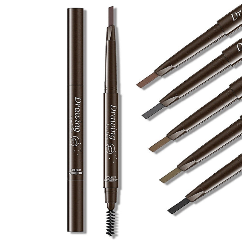 2-Pack Waterproof Retractable Eyebrow Pencil with Brush – Slant Tip Double-End, Black
