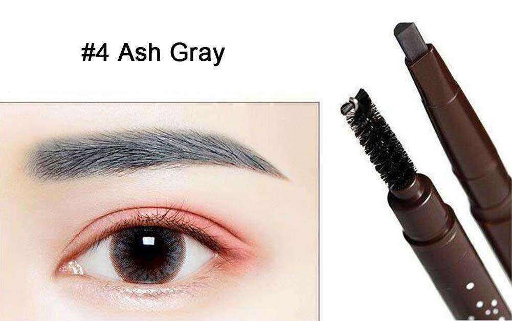 2-Pack Waterproof Retractable Eyebrow Pencil with Brush – Slant Tip Double-End, Black