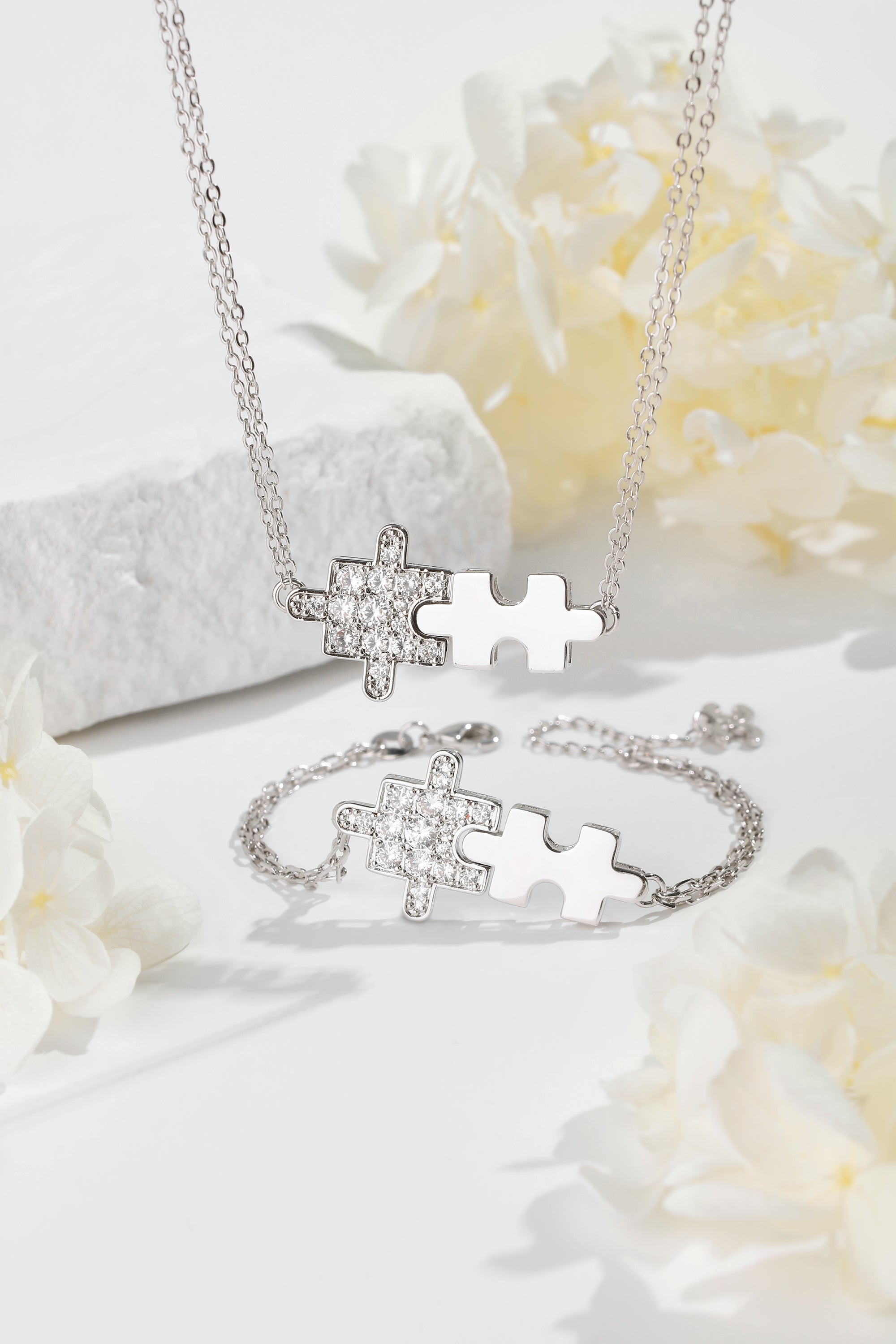 Silver Jigsaw Puzzle Necklace