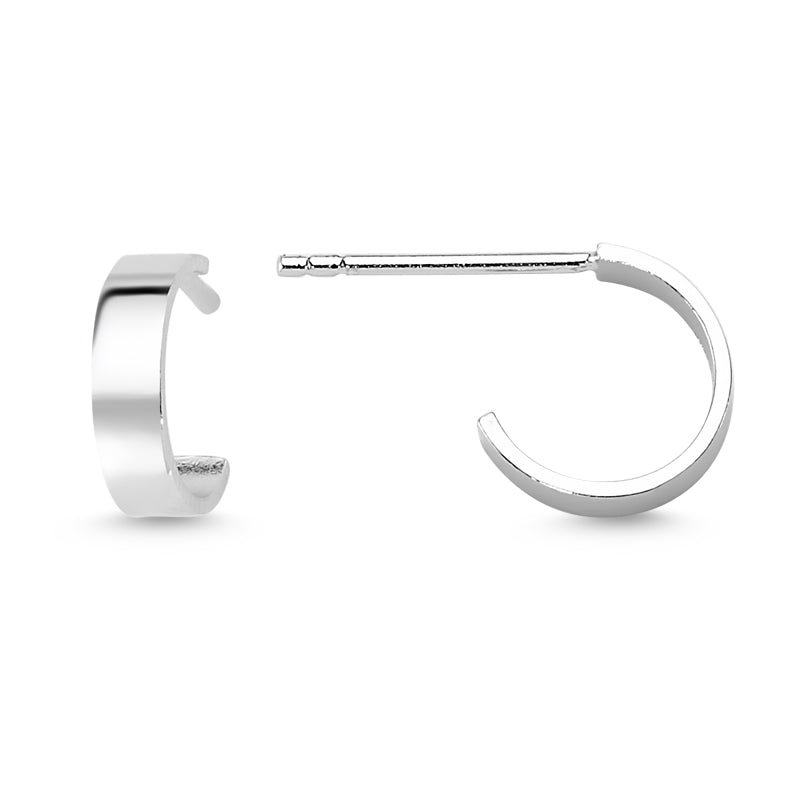 Handmade Dainty Simple Silver Single Hoop Earrings