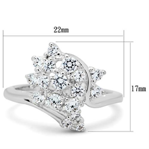 SS036 - Silver 925 Sterling Silver Ring with AAA Grade CZ  in Clear