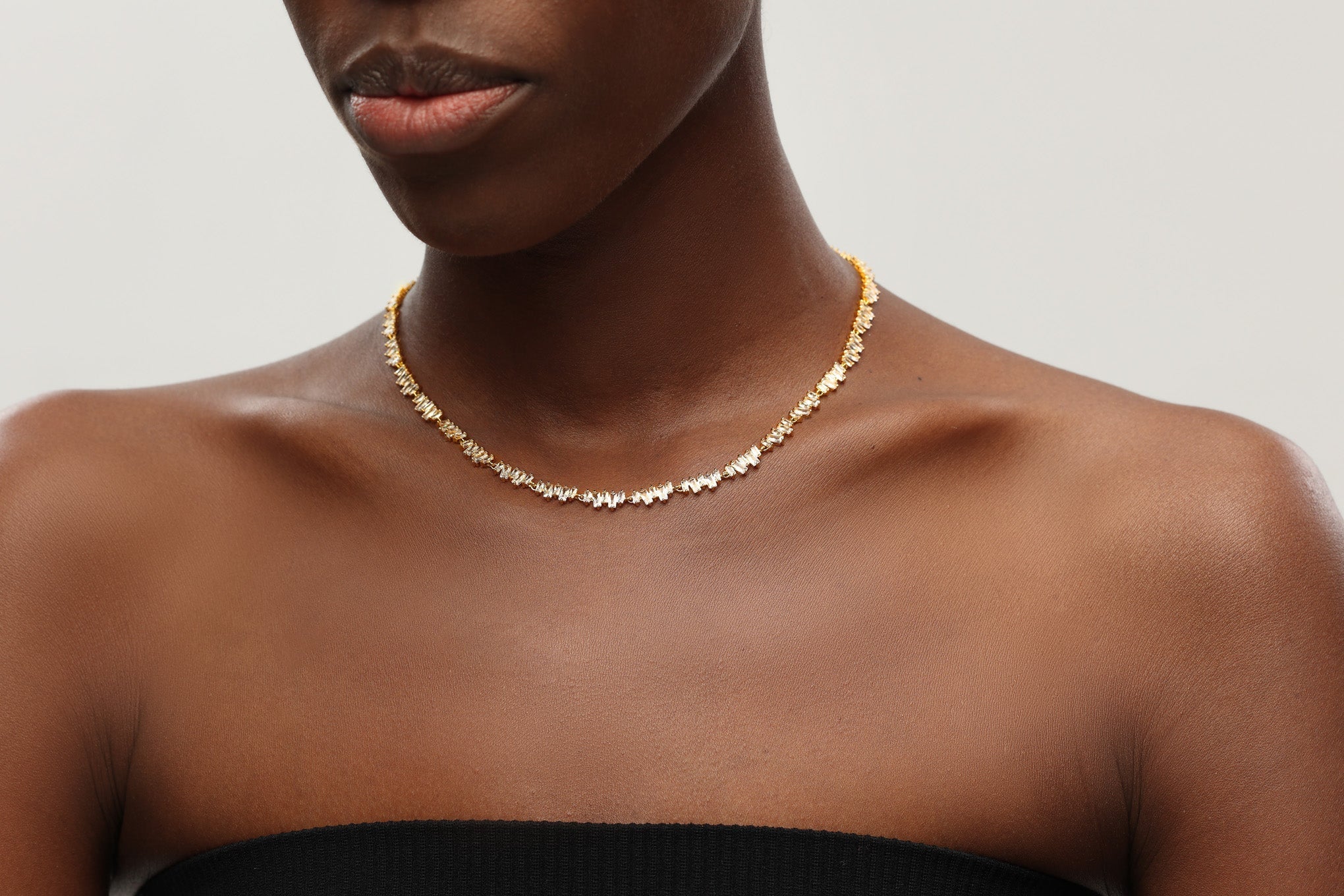 T Shape Zirconia Tennis Choker Necklace