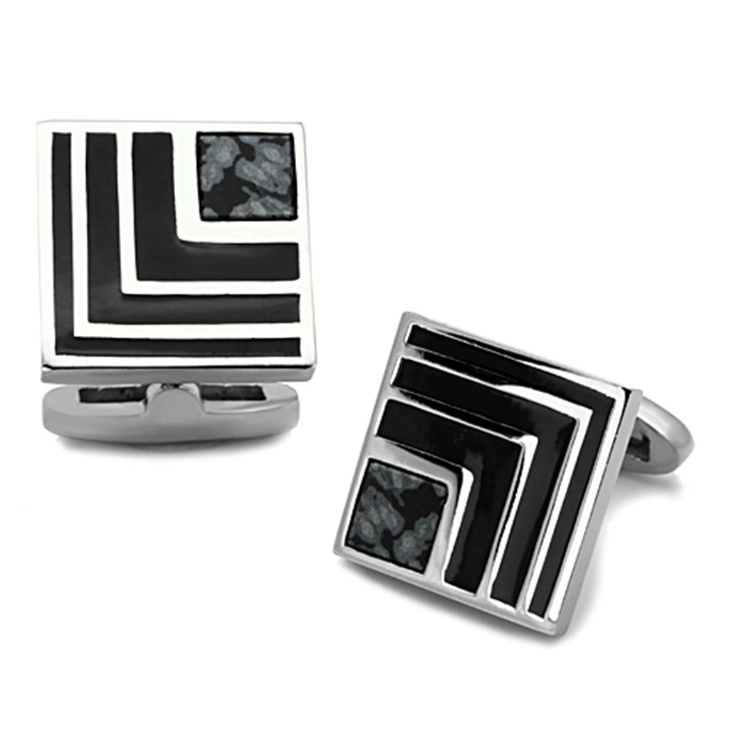 TK1269 - High polished (no plating) Stainless Steel Cufflink with