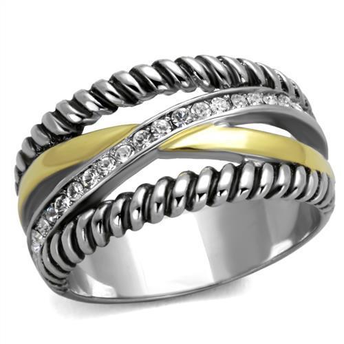 TK1825 - Two-Tone IP Gold (Ion Plating) Stainless Steel Ring with Top
