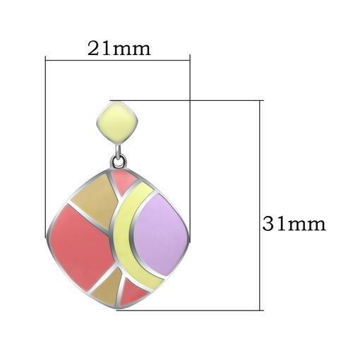 TK279 - High polished (no plating) Stainless Steel Earrings with Epoxy