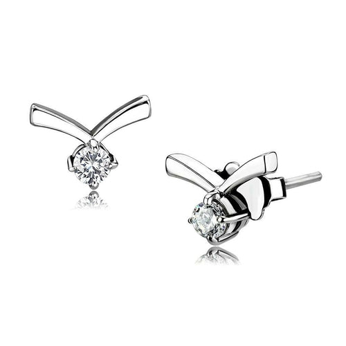 TK3657 - High polished (no plating) Stainless Steel Earrings with AAA