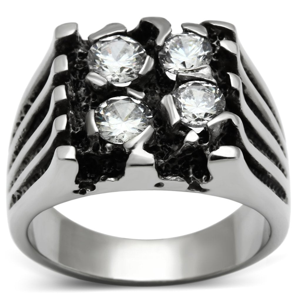 TK366 - High polished (no plating) Stainless Steel Ring with AAA Grade