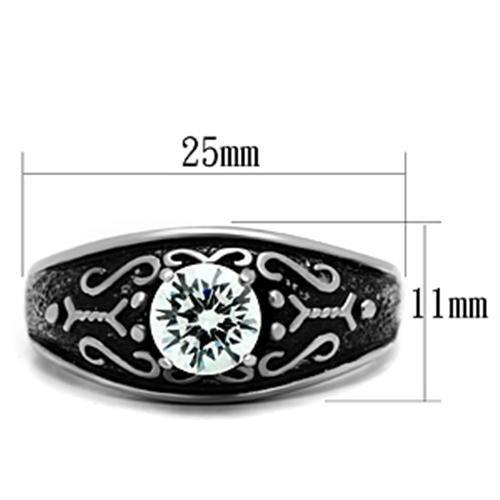 TK373 - High polished (no plating) Stainless Steel Ring with AAA Grade