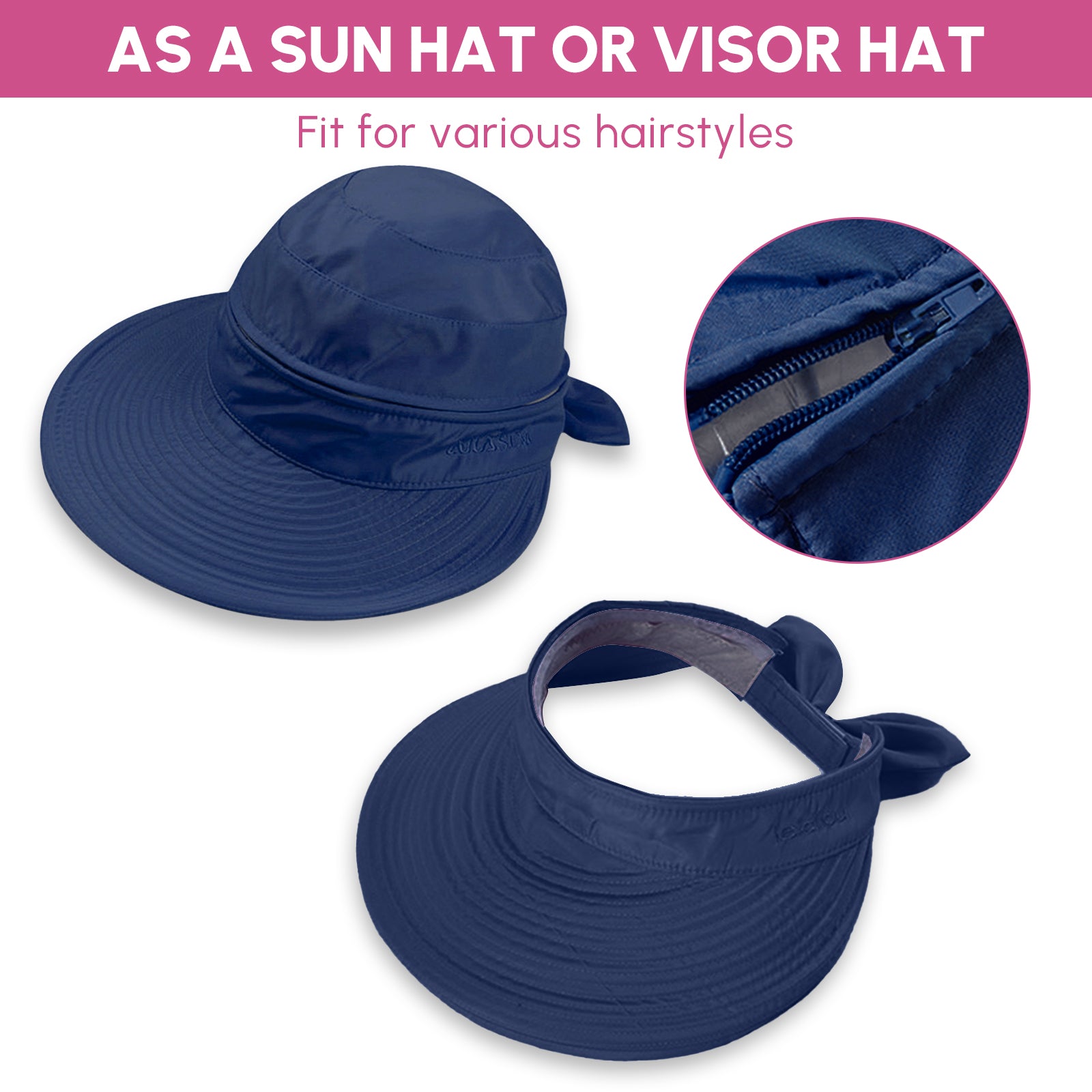 Travel in Style with this 2-in-1 Sun Visor Hat Zip-Off Foldable