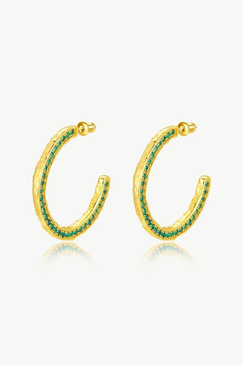 Zirconia Molten C Hoop Earrings