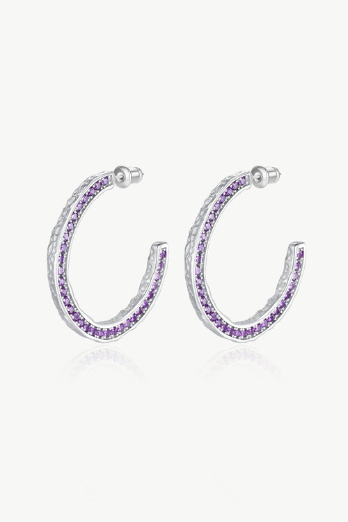 Zirconia Molten C Hoop Earrings