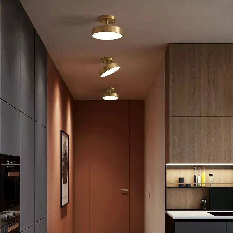 Elegant Copper Nordic Ceiling Light - Modern LED for Hallway, Aisle, and Balcony