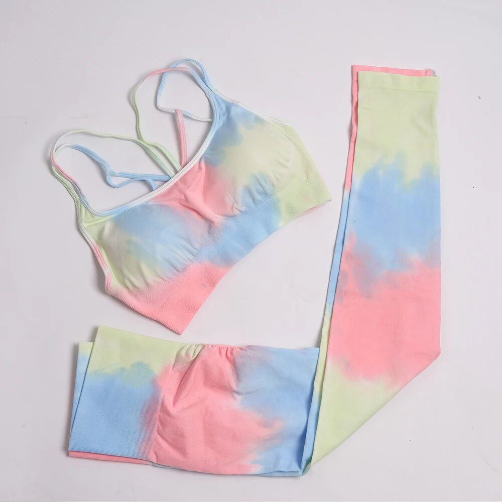 Tie-Dye Seamless Yoga & Gym Two-Piece Set for Women