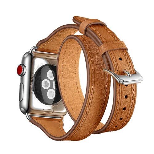 Double Tour Genuine Leather Watch Band for Apple Watch 38-40mm/42-44mm