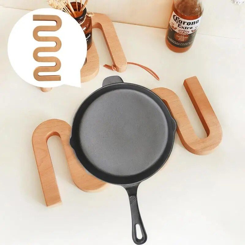 Modern Beech Wood Trivet - Heat Resistant, Anti-Slip Kitchen Table Mat