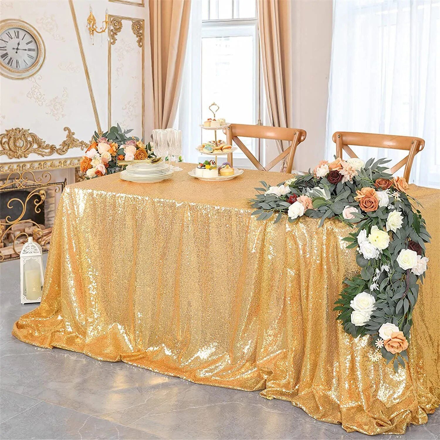 Gold Glitter Sequin Tablecloth