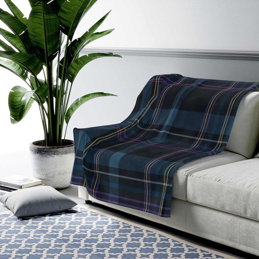 Blue Plaid Plush Throw - 3 Sizes