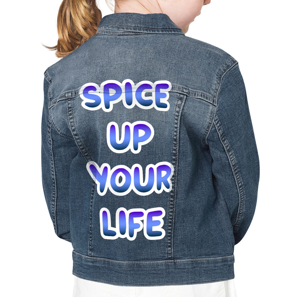 Spice Up Your Life Kids' Denim Jacket - Motivational Jean Jacket - Quote Denim Jacket for Kids