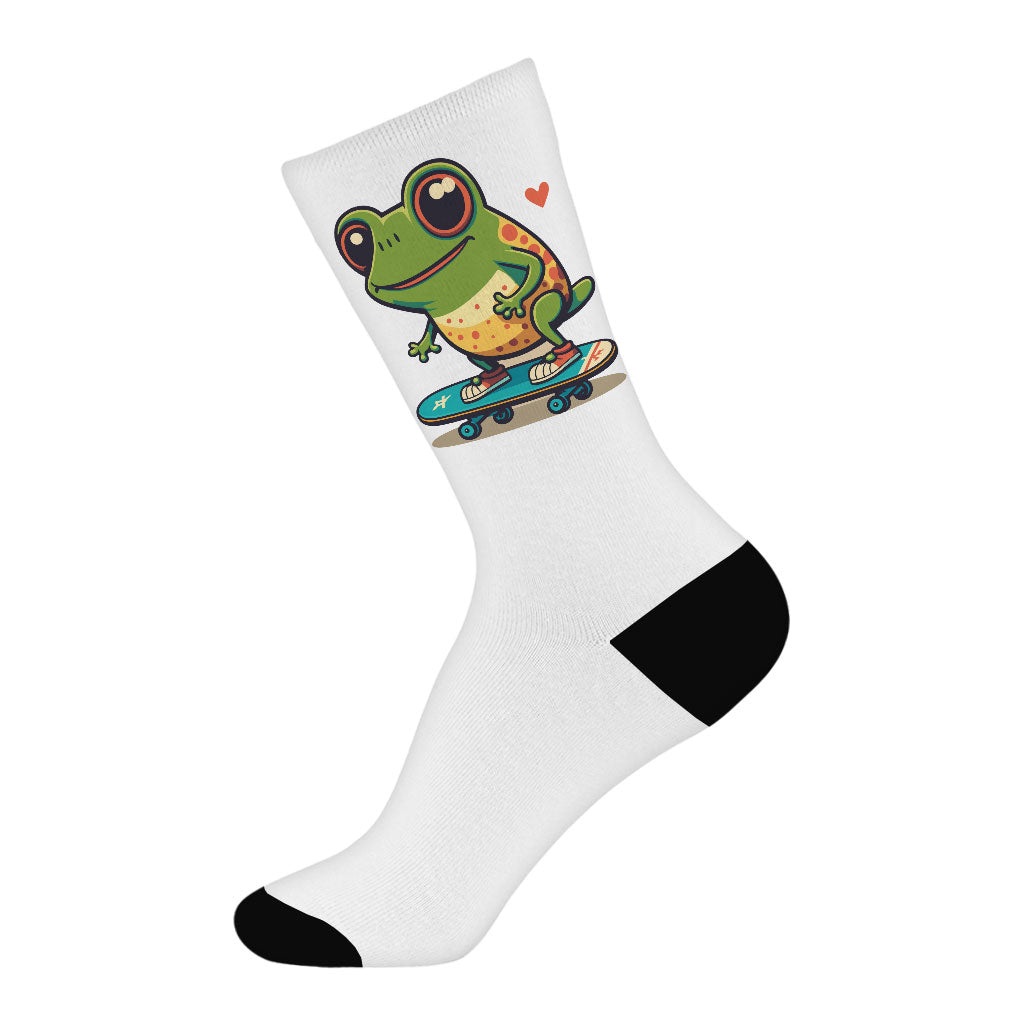 Kawaii Frog Socks - Skateboard Novelty Socks - Cute Crew Socks