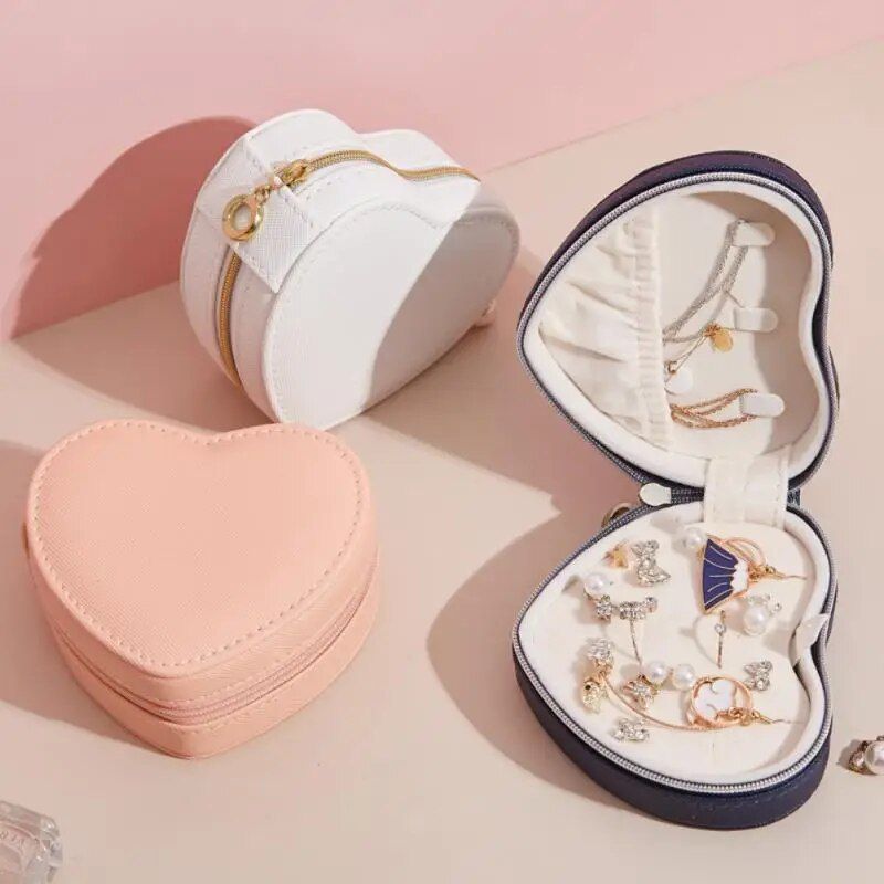 Heart-Shaped PU Leather Jewelry Box